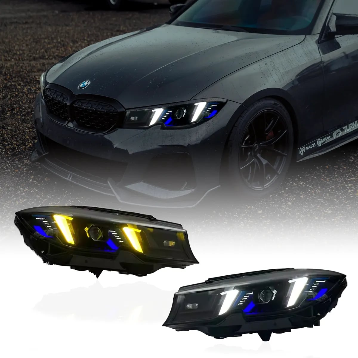 BMW G20/G21 Arrow-DRL LED-Scheinwerfer — CSL Gelb/Weiß TFL — 2019–2022