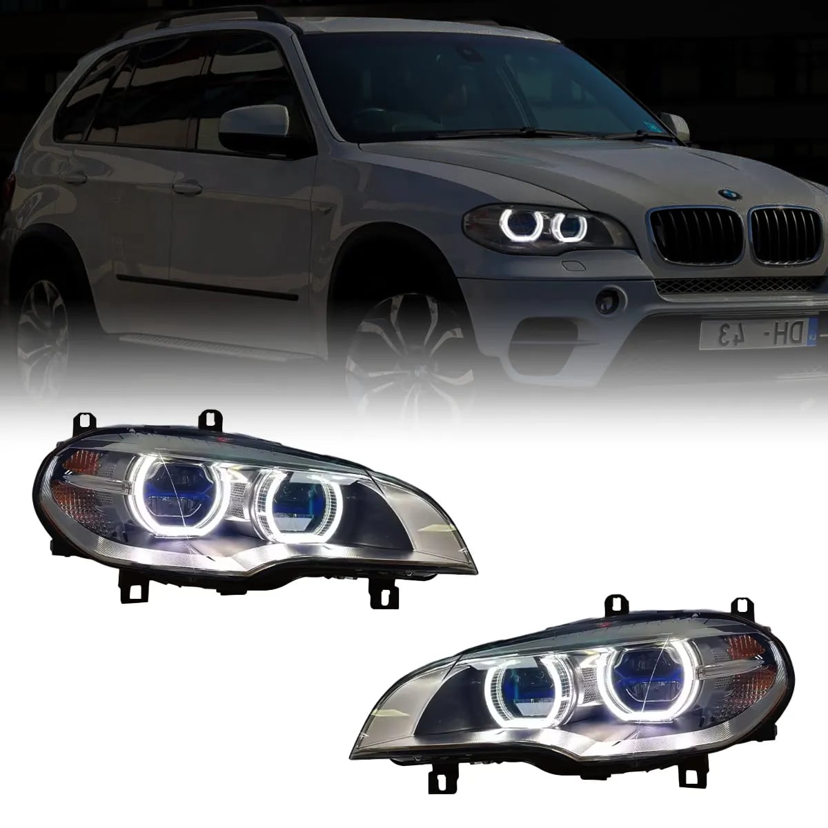 BMW X5 (E70) LED Angel-Eye Headlights — OEM+ Plug-and-Play (2008-2013)